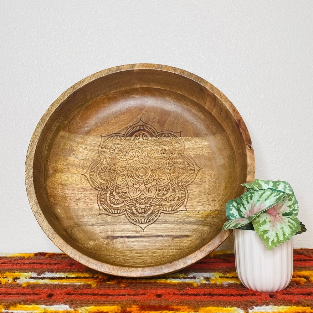 Mandala Inspired Wooden Bowl Tray Hand Made